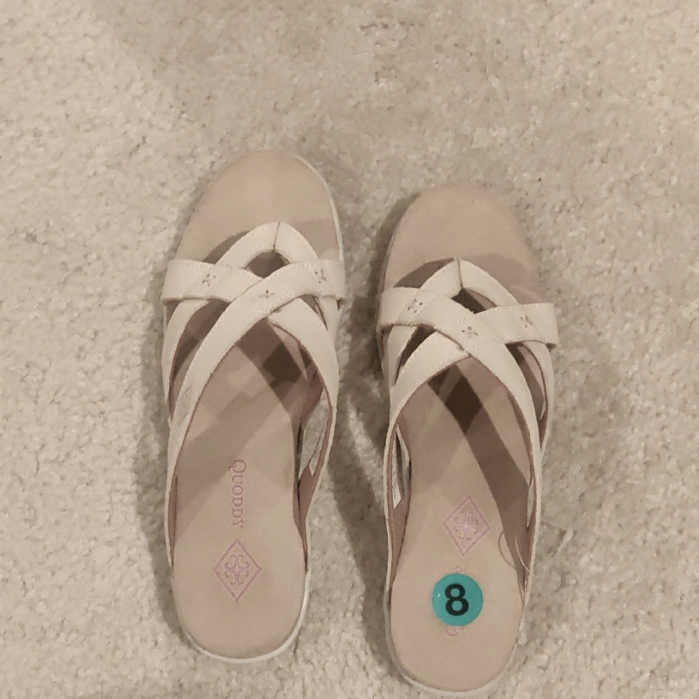 Women's Cream Sandals VINTAGE QUODDY LEATHER SANDALS WOMEN'S SIZE 8 M Flip Flops